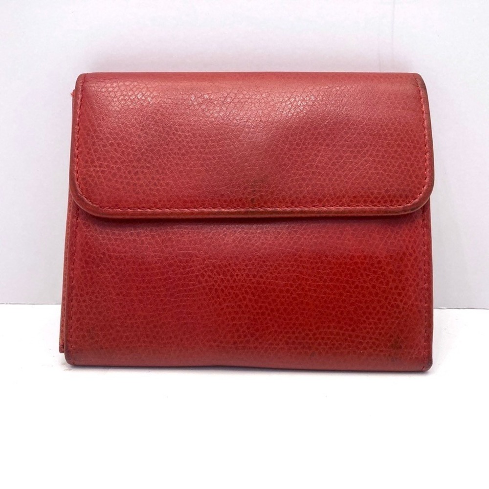 Saks Fifth Avenue Card Wallet Red Leather Made in Italy Snap Close Folding Vtg